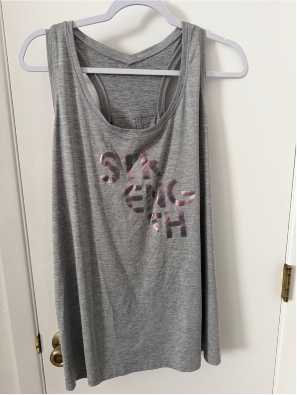 LIVI Active Plus Size 22/24 Gray Racerback Tank Top Strong Graphic Workout Gym